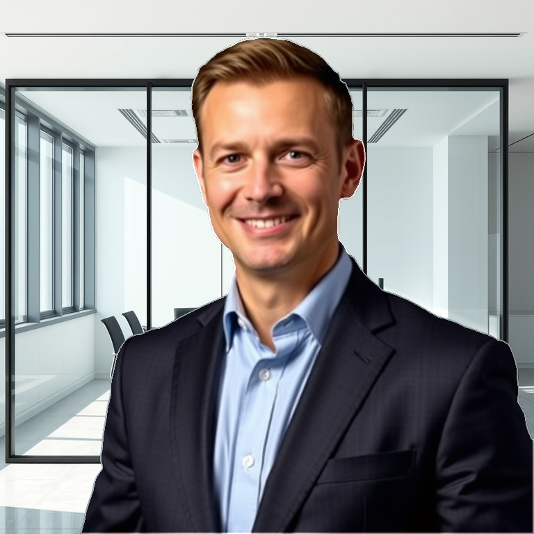 Male portrait · modern glass office